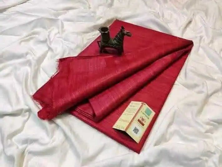 Saree_pure_handloom_ghicha_silk_silkmark_red_festive_S10744 - Saree - Aakritee - S10744