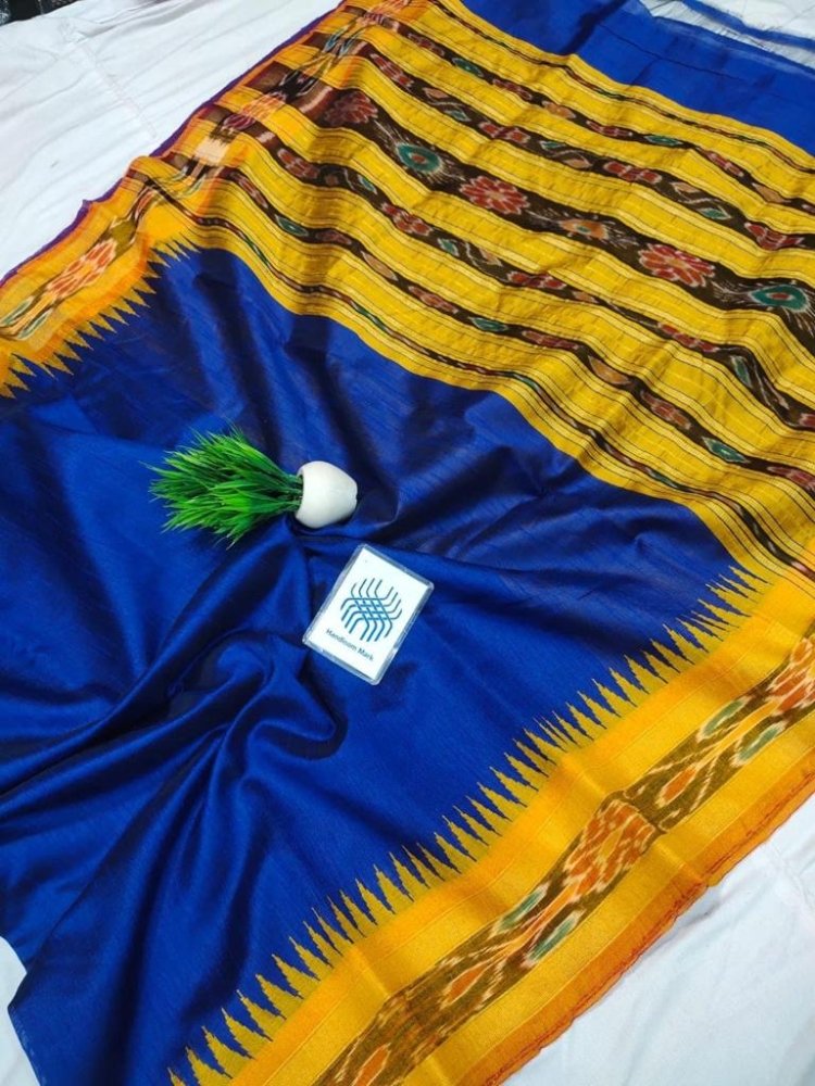 saree - raw - silk - blue - s10128 - Saree - Aakritee - S10129