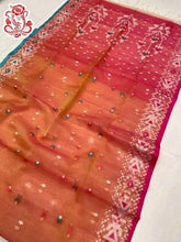 Saree_semi muslin_jamdani_orange_ganga jamuna border_festive_durga pujo_festive_S10622 - Saree - Aakritee - S10822