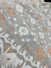 Saree_soft_bengal_jamdani_offwhite_copper zari_festive_durga pujo_S10819 - Saree - Aakritee - S10819