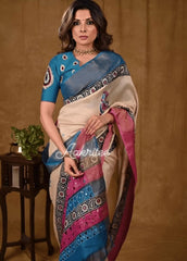 Saree_Sold_blue_S10013 - Saree - Aakritee -