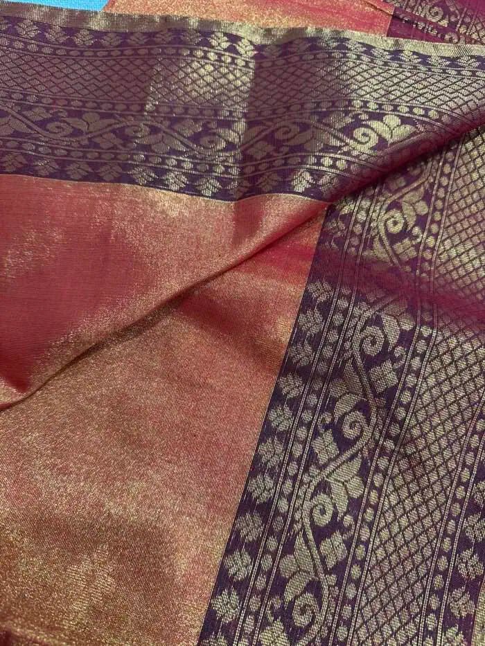 Saree_tissue_linen_banarasi_festive_party wear_orange_S10808 - Saree - Aakritee - S10808