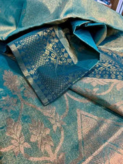 Saree_tissue_linen_banarasi_festive_party wear_sea green_S10809 - Saree - Aakritee - S10809