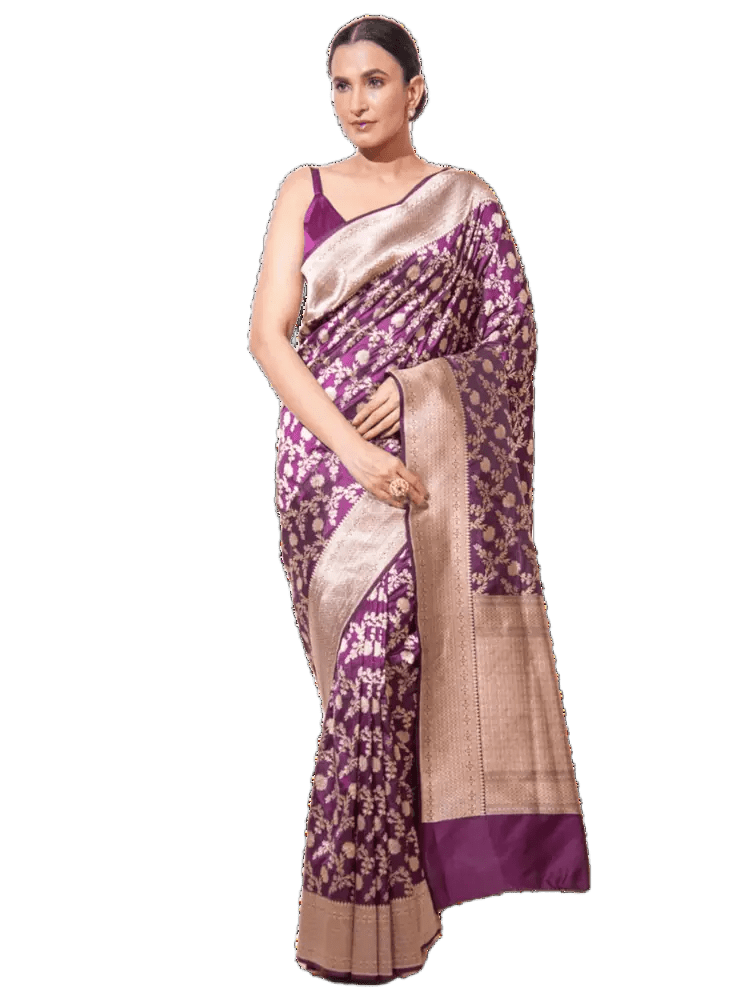 Saree Uppada Katan Silk Handloom Banarasi Pink S00094 - Aakritee -
