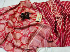 Silk Saree - Ghicha Tussar, Print (S0015) - Aakritee -