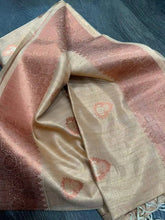 Tissue Linen Beige Saree - Copper Zari Festive Party Wear - Saree - Aakritee - S10684