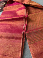 Tissue Linen Saree Ð Orange & Gold Festive Party Wear - Saree - Aakritee - S10758