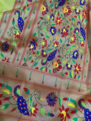 Tissue Paithani Yellow Saree - Festive Diwali Party Wear - Saree - Aakritee - S10683