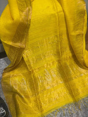 Yellow Pure Matka Baluchari Saree - Saree Pure Matka Baluchari Festive Diwali Yellow Traditional S11278 - Saree - Aakritee - S11278