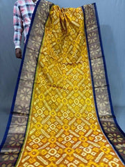 Yellow Sico Saree - Saree Sico Pochampally Festive Yellow Pujo Edit S11099 - Saree - Aakritee - S11099
