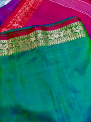 Green Silk Saree - Saree Pure Bishnupuri Silk Inch Paar Dual Tone Green Pujo Edit S11078