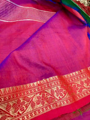 Green Silk Saree - Saree Pure Bishnupuri Silk Inch Paar Dual Tone Green Pujo Edit S11078