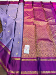Purple Silk Saree - Saree Pure Handloom Kanchipuram Silk Purple Festive Pujo Edit S11104