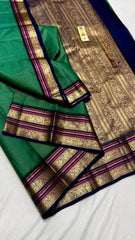 Green Silk Saree - Saree Handloom Kanchipuram Silk Green Festive Diwali Pujo Edit S11115