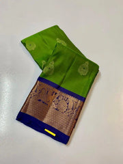 Green Silk Saree - Saree Pure Handloom Kanchipuram Silk Green Festive Pujo Edit Diwali S11121