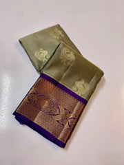 Grey Silk Saree - Saree Pure Handloom Kanchipuram Silk Grey Festive Pujo Edit Diwali S11123