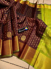 Green Silk Saree - Saree Kuppadam Silk Handloom Checkered Green Festive Pujo Edit Diwali S11125