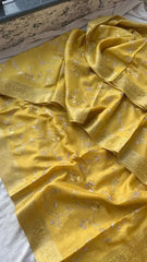 Yellow Muga Saree - Saree Muga Silk Embroidery Festive Pujo Edit Party Wear Yellow S11159