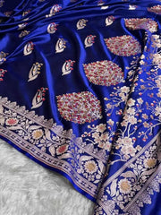 Blue Mashru Saree S11164 - Aakritee Fashion