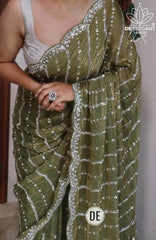 Dark Khaki Crepe Silk Saree S11177 - Aakritee Fashion