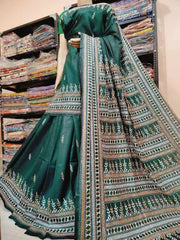 Teal Bangalore Silk Saree S11178 - Aakritee Fashion