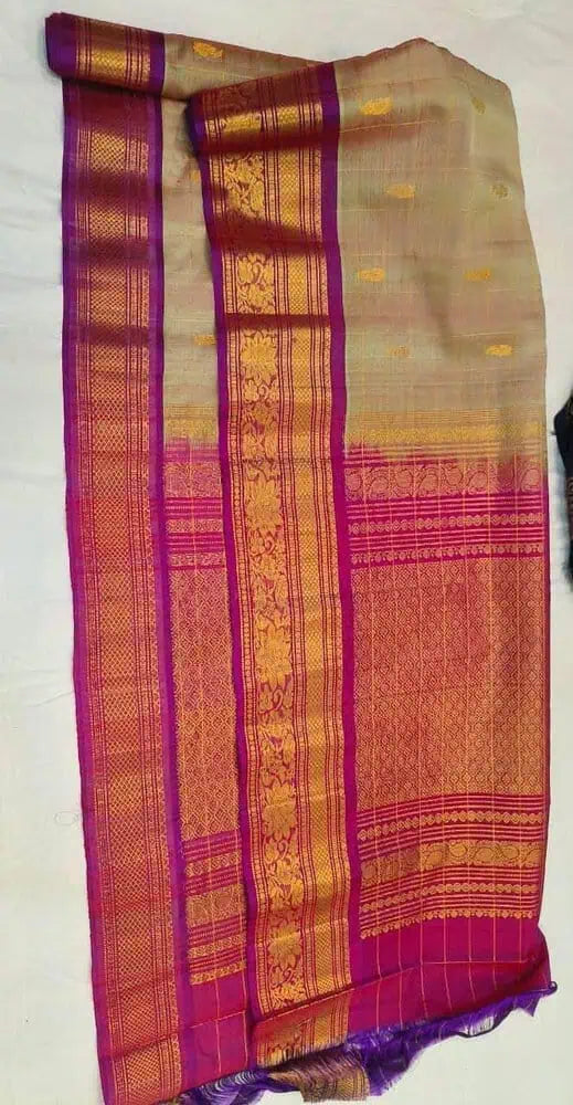 Khaki Sico Gadwal Saree S11193 - Aakritee Fashion