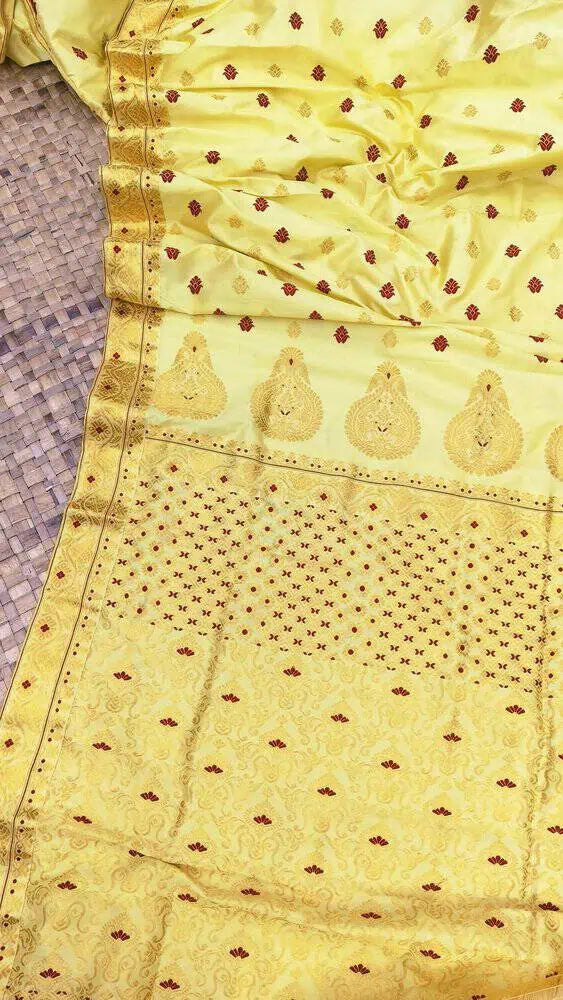 Yellow Assam Paat Silk Saree S11199 - Aakritee Fashion