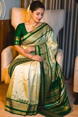 Pale Goldenrod Semi Tussar Saree S11205 - Aakritee Fashion
