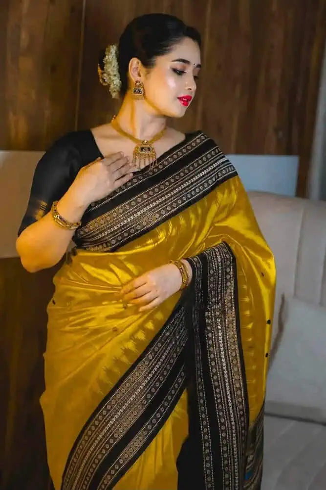 Gold Semi Tussar Saree S11207 - Aakritee Fashion