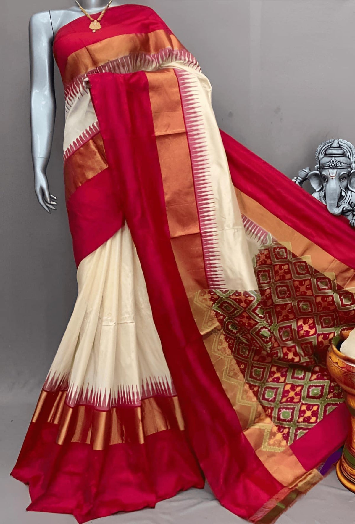 saree-silk-ikkat-pochampally-red-s10012