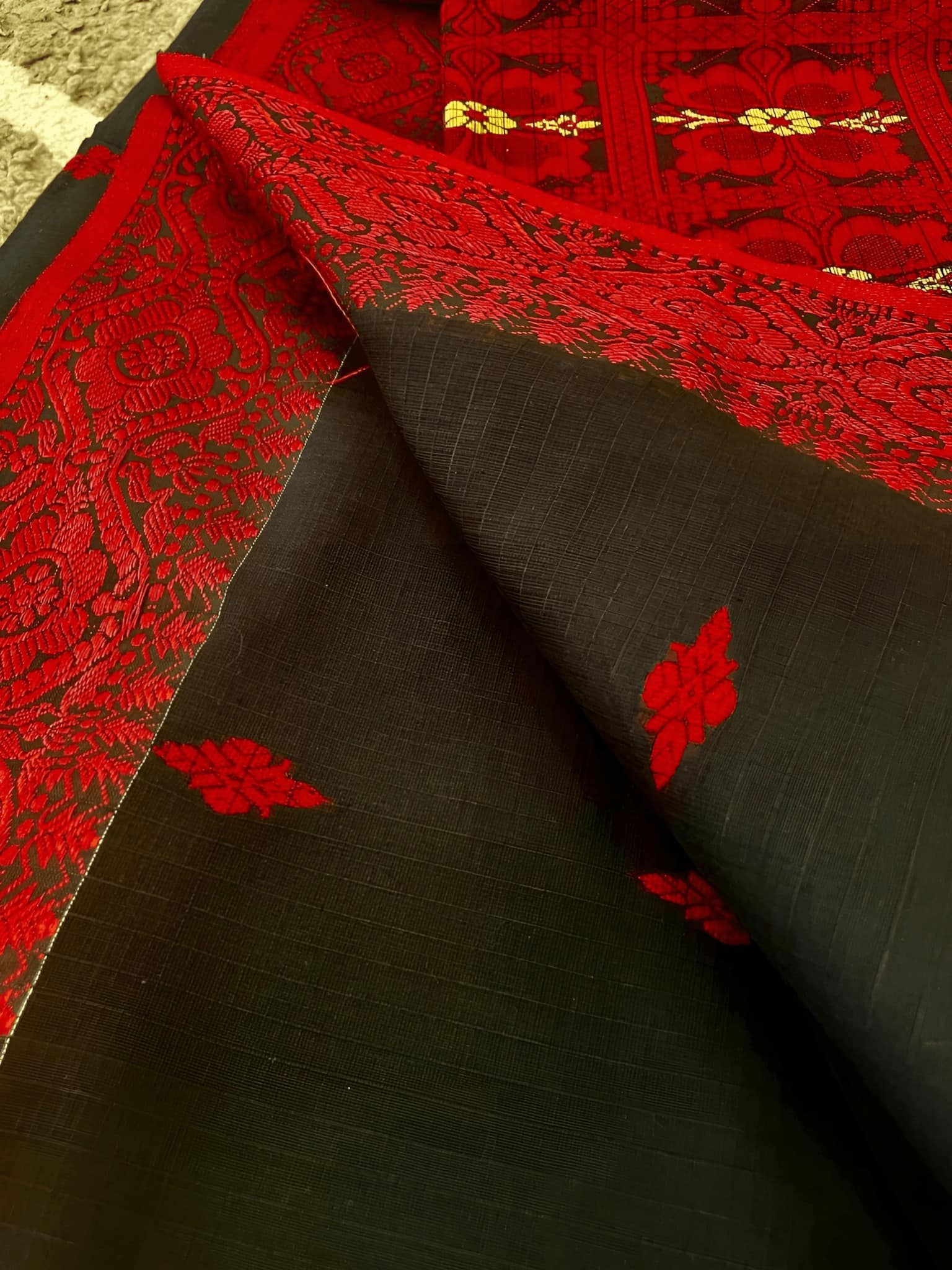 saree-khadi-cotton-bengal-handloom-red-s10033