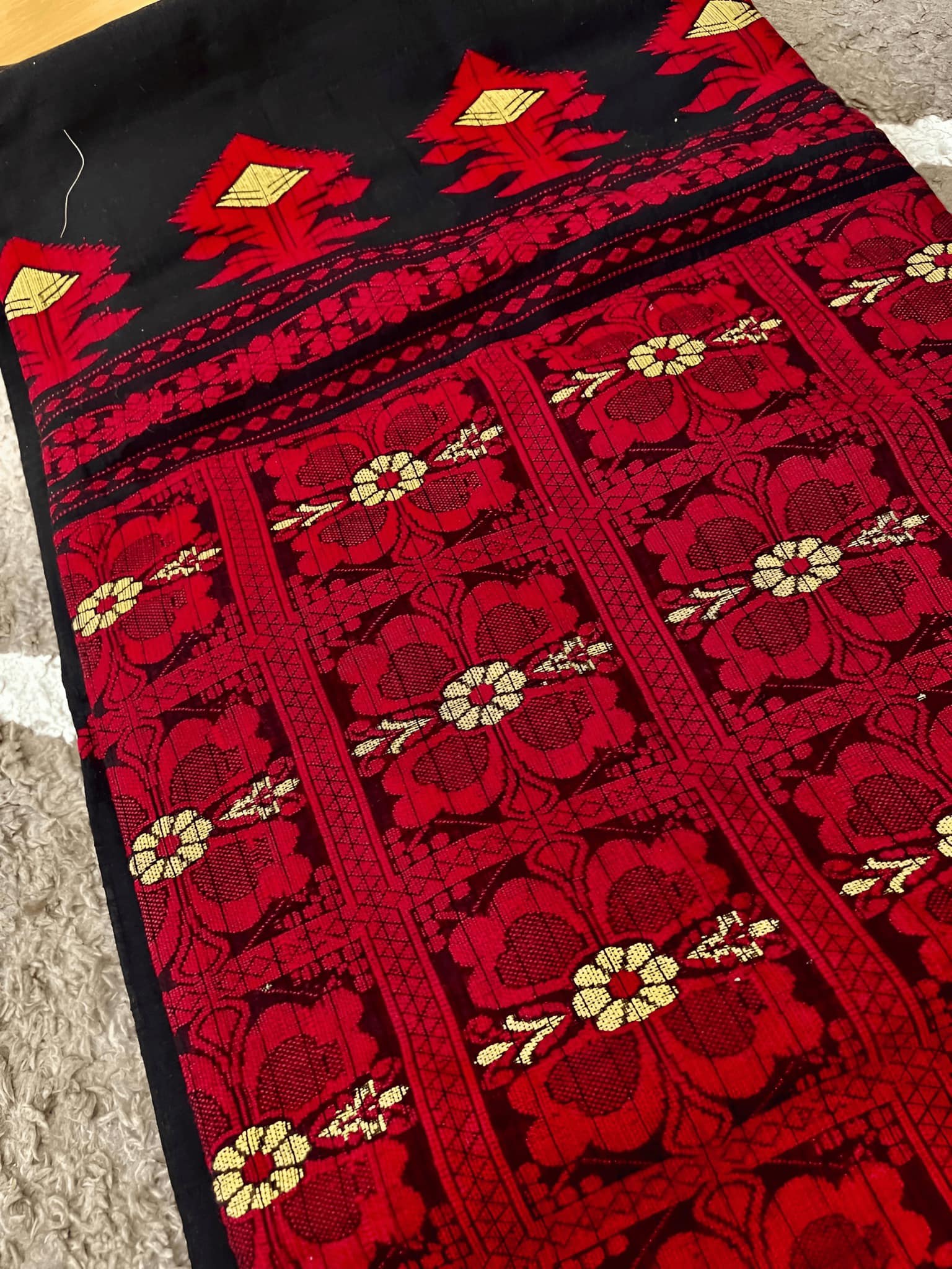saree-khadi-cotton-bengal-handloom-red-s10033