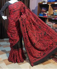 Saree_Hand Kantha on Bangalore Silk_Price - AUD150_red_S00005 - Sale