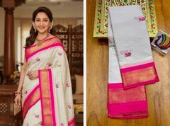 Saree Blanded Soft Silk White Festive