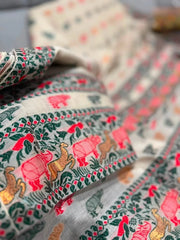 Beige Assam Silk Cotton Saree - Saree Assam Silk Cotton Beige Festive Pujo Edit Diwali S11253 - Saree - Aakritee - S11253
