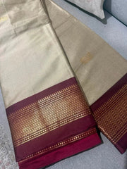 Beige Soft Silk Saree - Saree Soft Silk Beige Pujo Edit Festive S11250 - Saree - Aakritee - S11250