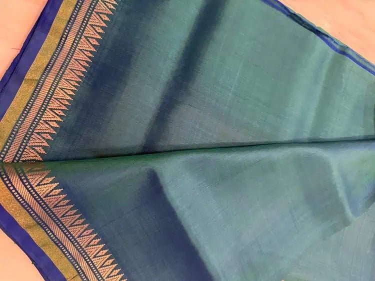 Bishnupuri Silk Saree: Blue Dual Shade, Festive Party Wear S10464 - Saree - Aakritee - S10464