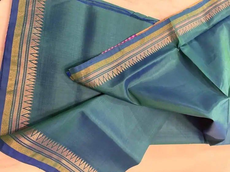 Bishnupuri Silk Saree: Blue Dual Shade, Festive Party Wear S10464 - Saree - Aakritee - S10464