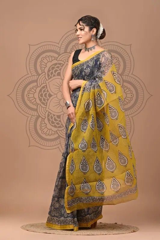 Black Kota Doriya Cotton Saree for Casual Wear - Saree - Aakritee - S10633