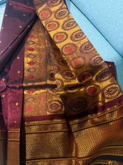 Brown Paithani Saree - Saree Paithani Semi Brown Festive Diwali Pujo Edit S11224 - Saree - Aakritee - S11224
