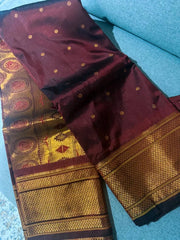 Brown Paithani Saree - Saree Paithani Semi Brown Festive Diwali Pujo Edit S11224 - Saree - Aakritee - S11224