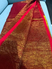 Brown Tissue Saree - Saree Tissue Linen Brown Festive Pujo Edit S11086 - Saree - Aakritee - S11086