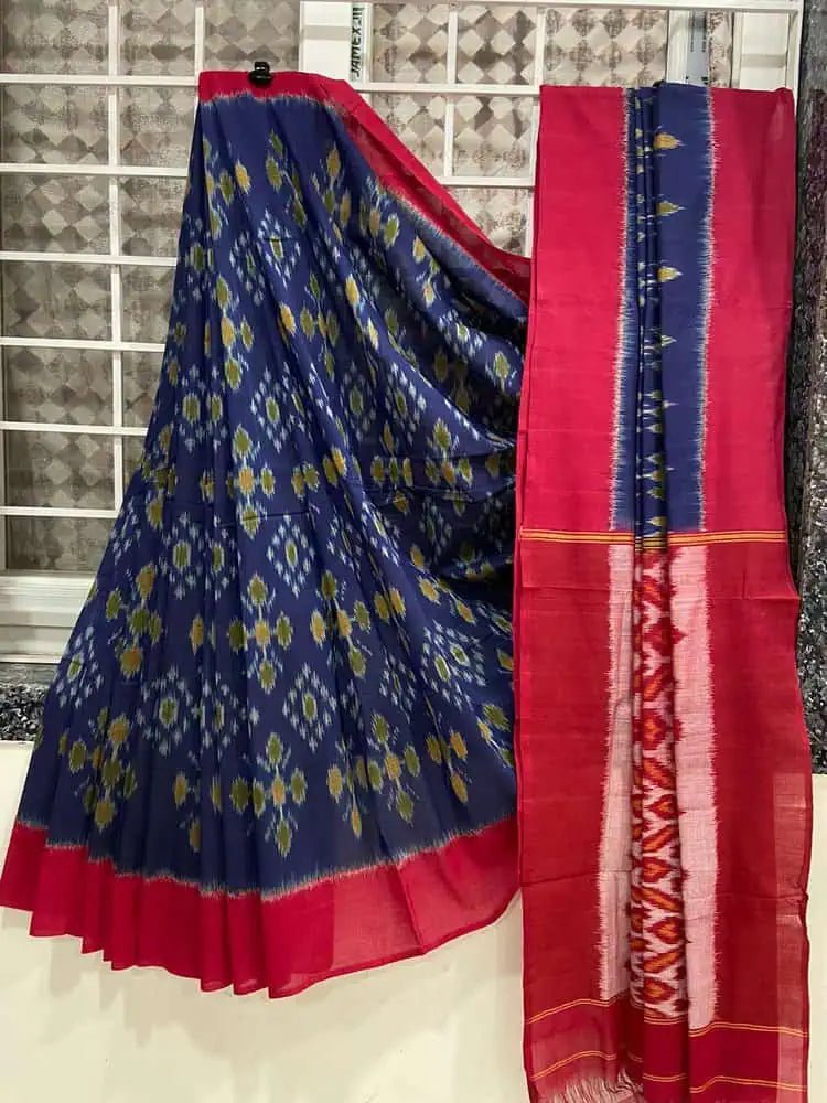 Casual Cotton Sambalpuri Saree in Blue - Saree - Aakritee - S10430