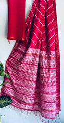 Cotton Chanderi Shibori Saree: Casual Wear, Dark Magenta S10471 EOFY - 15% - Saree - Aakritee - S10471