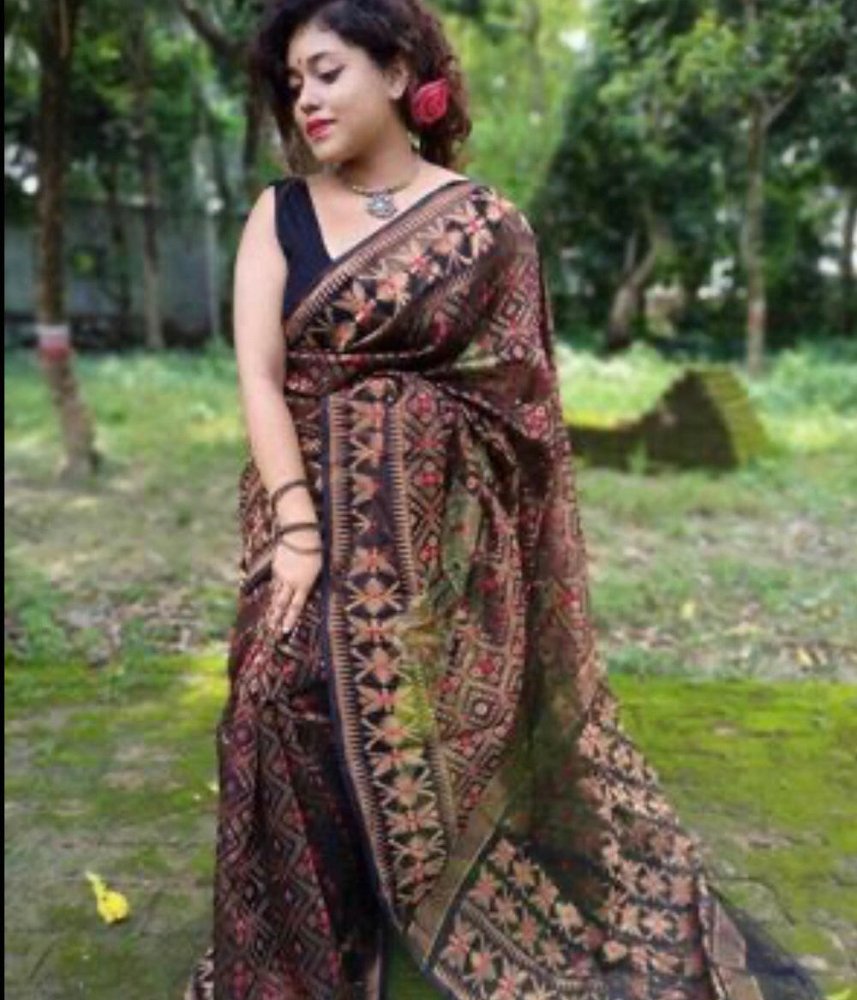 Cotton Saree - Dhakai Jamdani, Jalbondi (S0016) - Aakritee - 0