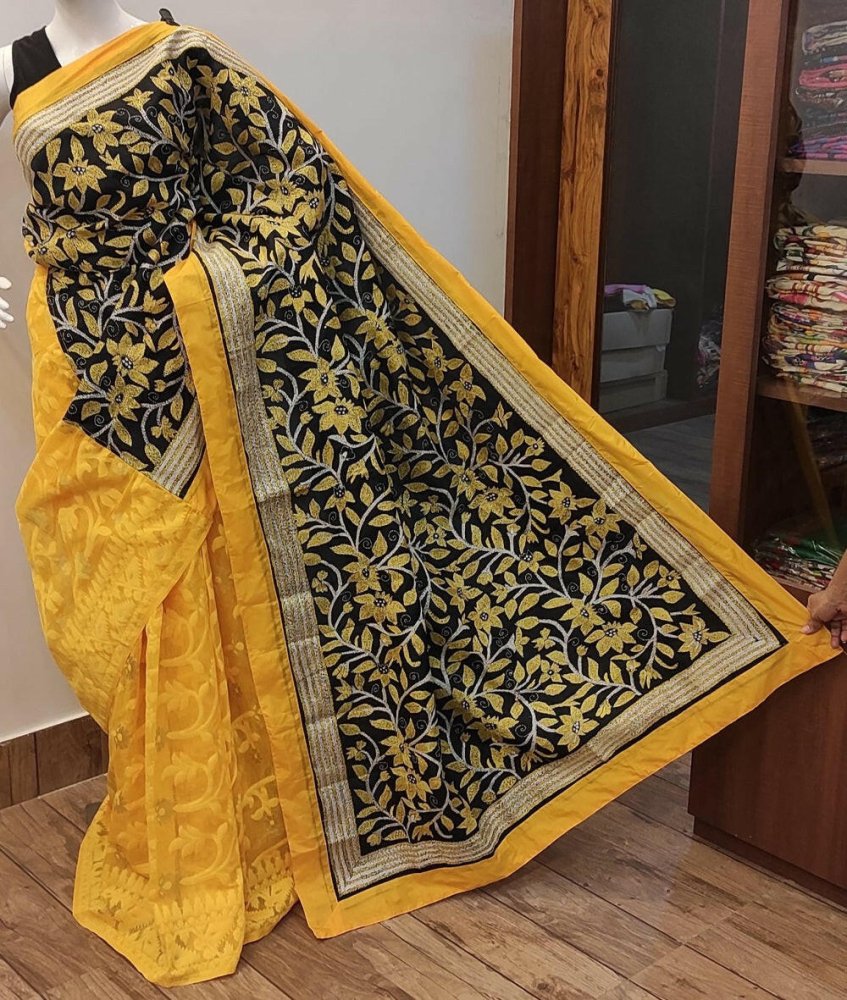 Cotton Saree - JamKantha, Kantha Stitch (S0011) - Aakritee - 