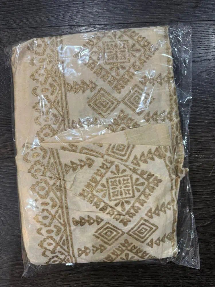 Dhoti Raw Silk Beige Body Pale Goldenrod Border Festive Ready To Wear Durga Pujo D0019 - Dhoti - Aakritee - D0020