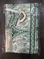 Dhoti Raw Silk Beige Body Teal Border Festive Ready To Wear Durga Pujo D0023 - Dhoti - Aakritee - D0023