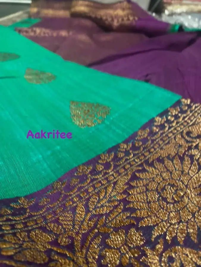 Exclusive Benarasi Green Saree - Festive Dupion Silk - Saree - Aakritee - S10529