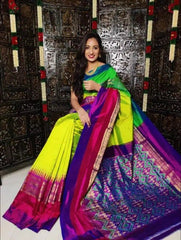 Exclusive Green Ikkat Pochampally Silk Saree for Festivals - Saree - Aakritee - S10638